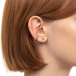 18K BIRD OF PARADISE Double Stone Earring White and Black Diamond