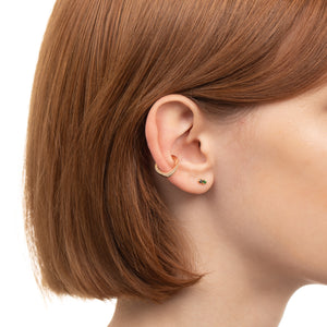 18K BIRD OF PARADISE Double Stone Earring Black Diamond and Green Garnet