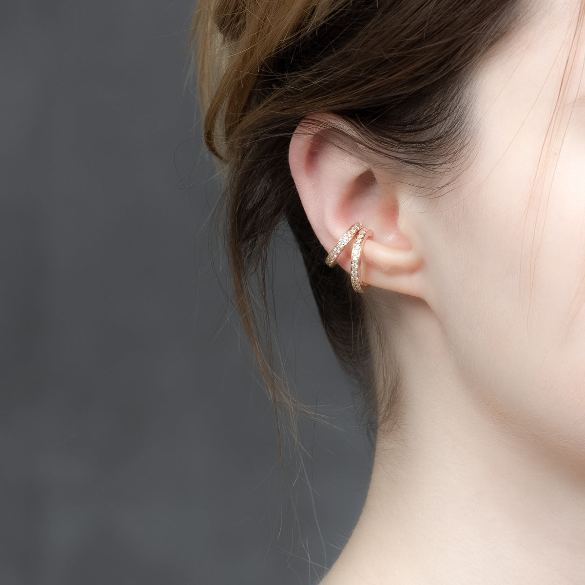 【Made-To-Order】 18K ALL ABOUT BASICS Diamond Ear Cuff Medium size