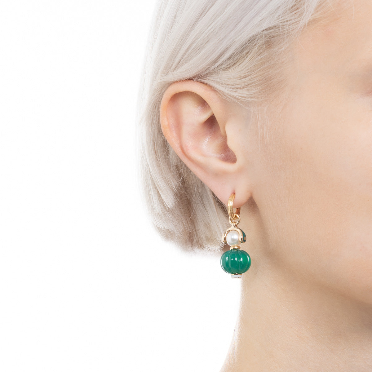 BIRD OF PARADISE Green Agate Charm Earring