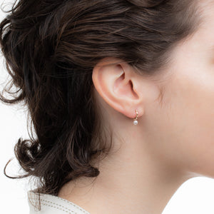 SEA ANEMONE Akoya Pearl Huggie Hoop Earring Extra Small size