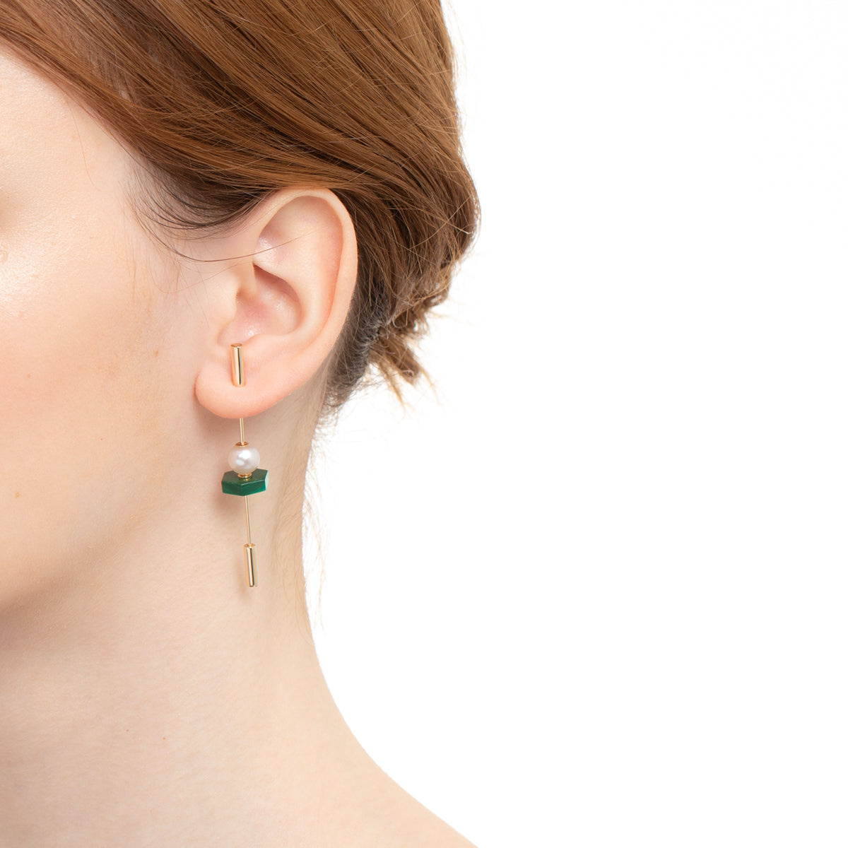 SPEAR Earring, Akoya Pearl & Malachite