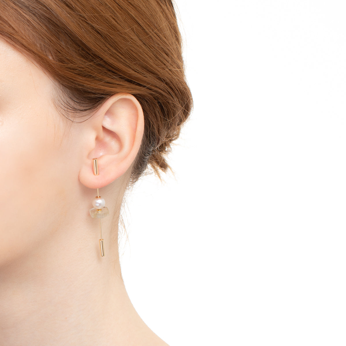 SPEAR Earring, Akoya Pearl & Rutile