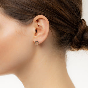 【Made-To-Order】WHEEL OF FORTUNE White and Black Diamond Stud Earring
