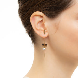 SPEAR Earring, Akoya Pearl & Tiger's Eye