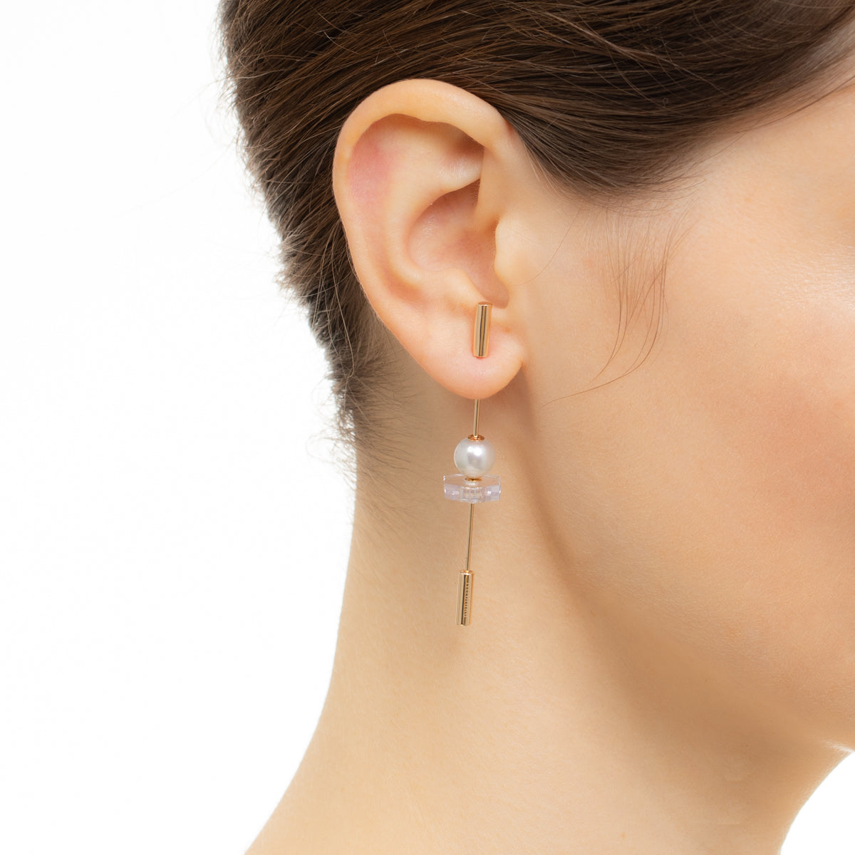 SPEAR Earring, Akoya Pearl & Amethyst