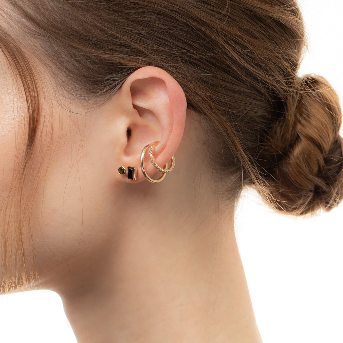 BIRD OF PARADISE Stud Earring Onyx & Chrome Diopside