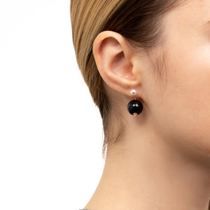 【Made-To-Order】BUMBLE BEE Akoya Pearl Earring w/ Onyx Backing