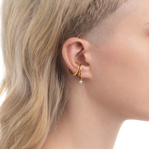 SEA ANEMONE Akoya Pearl Huggie Hoop Earring Extra Small size