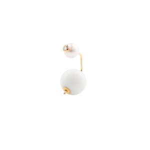BELUGA Diamond Pearl Earring with White Agate Backing