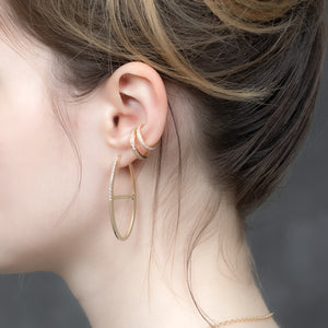 18K ALL ABOUT BASICS 3-Row Pavé Diamond Ear Cuff Small size
