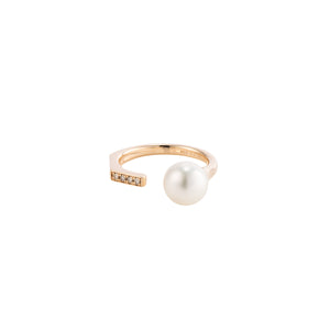 MANHATTAN Akoya Pearl Diamond Cuff Ring