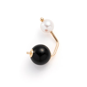 BUMBLE BEE Akoya Pearl Onyx Earring