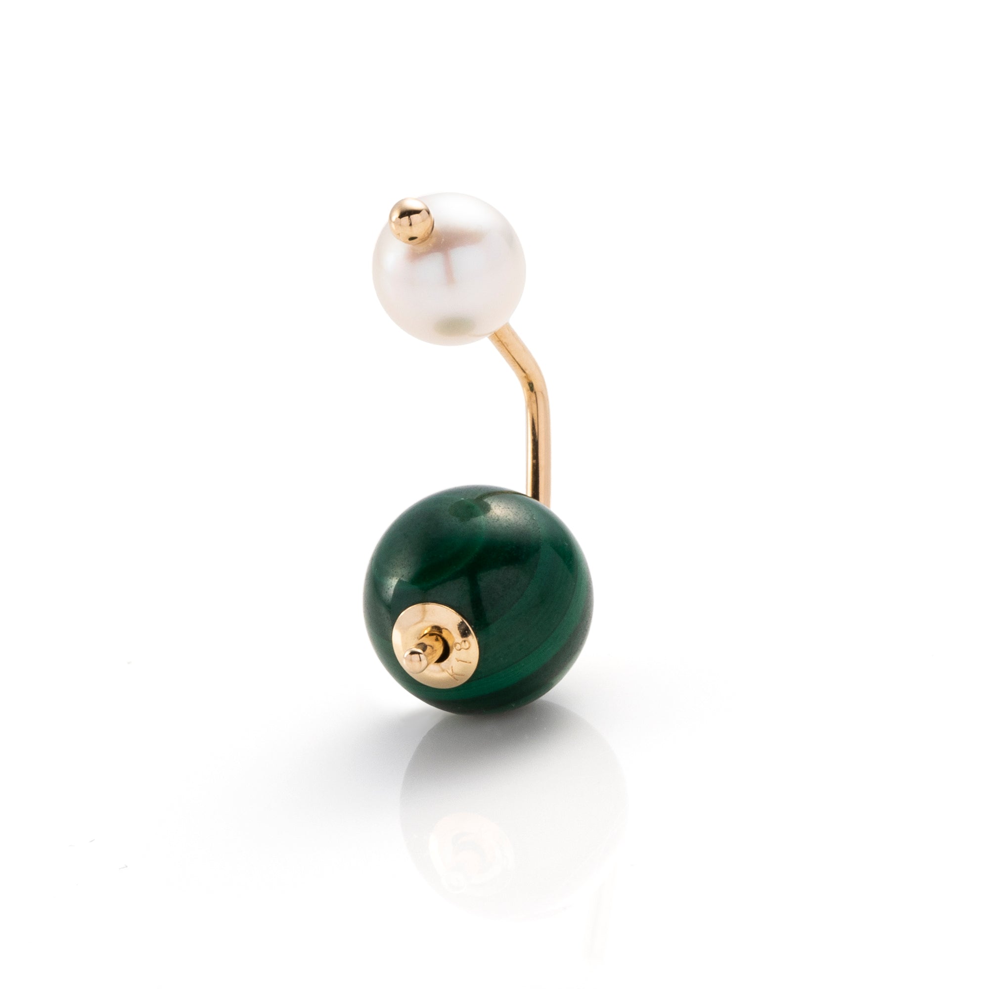 BUMBLE BEE Akoya Pearl Malachite Earring