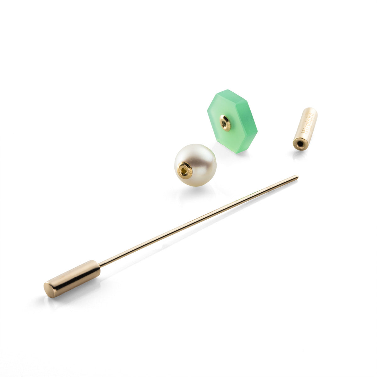 SPEAR Earring, Akoya Pearl & Chrysoprase