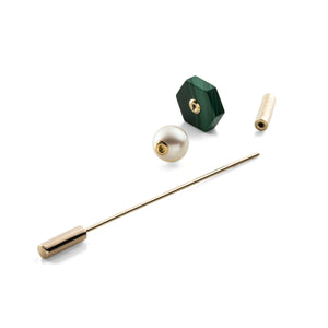 SPEAR Earring, Akoya Pearl & Malachite