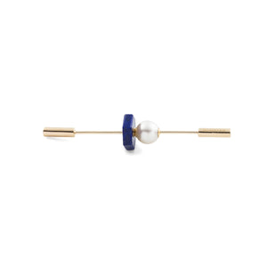 SPEAR Earring, Akoya Pearl & Lapis Lazuli