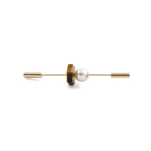 SPEAR Earring, Akoya Pearl & Tiger's Eye