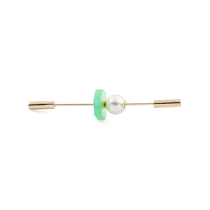 SPEAR Earring, Akoya Pearl & Chrysoprase