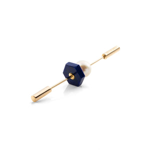 SPEAR Earring, Akoya Pearl & Lapis Lazuli