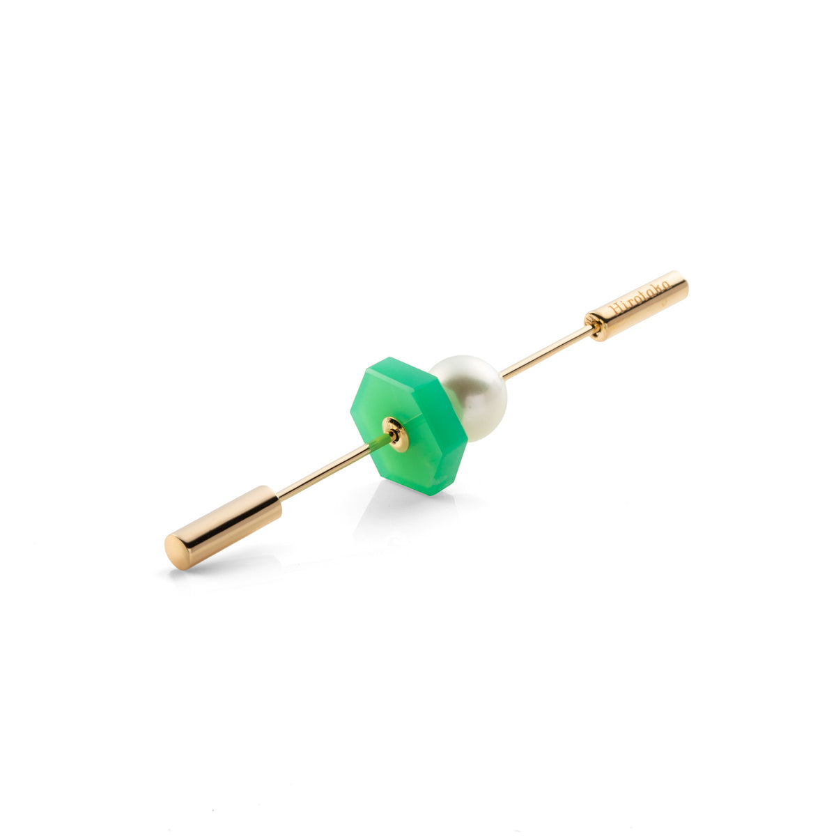 SPEAR Earring, Akoya Pearl & Chrysoprase