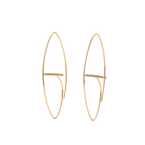 GOSSAMER Diamond Bar Floating Oval Earring Large size