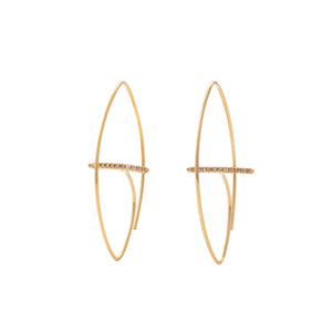 GOSSAMER Diamond Bar Floating Oval Earring Medium size