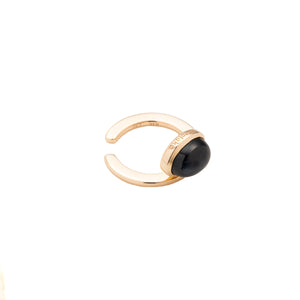 BIRD OF PARADISE Ear Cuff w/ Cabochon Black Sapphire