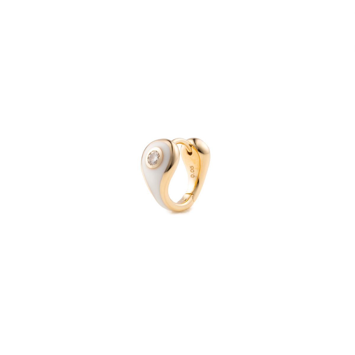 BIRD OF PARADISE Enamel Diamond Hoop Earring in Ivory White