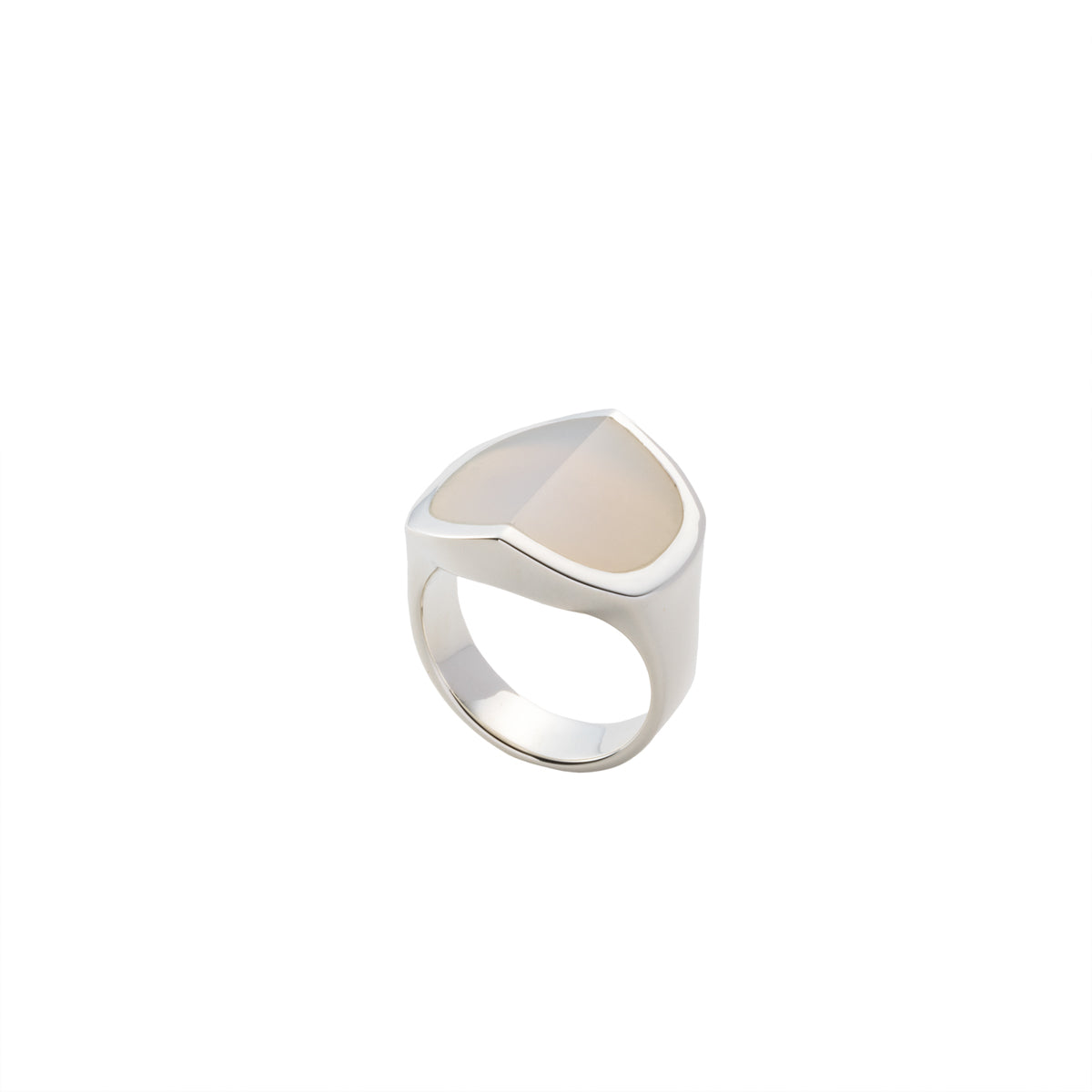 EQUINOX-Pyramid White Agate Ring Large size