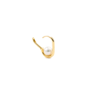18K MANHATTAN Akoya Pearl Oblong Huggie Earring Medium size