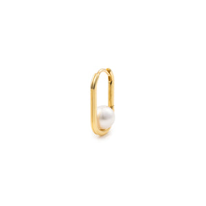 18K MANHATTAN Akoya Pearl Oblong Huggie Earring Large size
