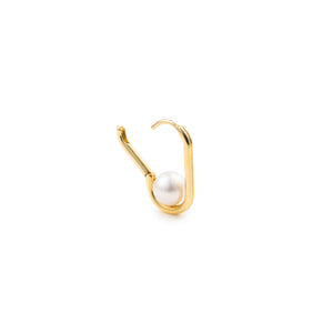 18K MANHATTAN Akoya Pearl Oblong Huggie Earring Large size