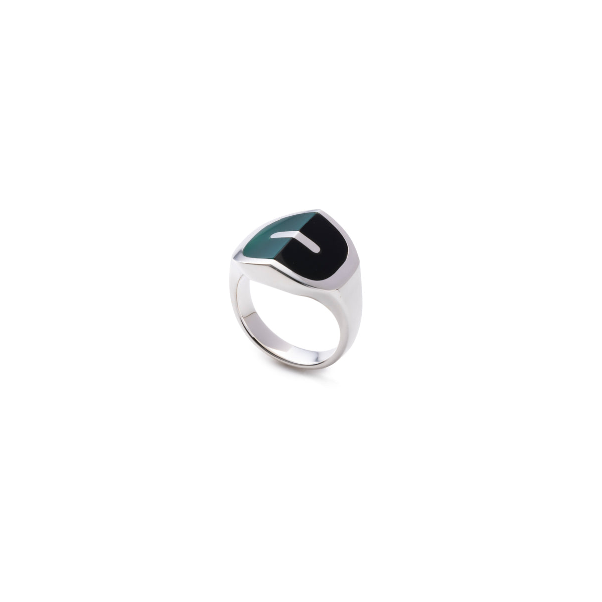 EQUINOX-Pyramid Onyx Green Agate Ring