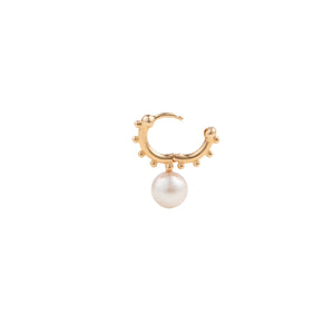 SEA ANEMONE Akoya Pearl Huggie Hoop Earring Small size